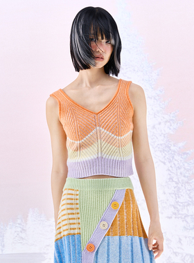 【运动员私服 】洲升/CHAU.RISING多巴胺撞色条纹羊绒针织背心