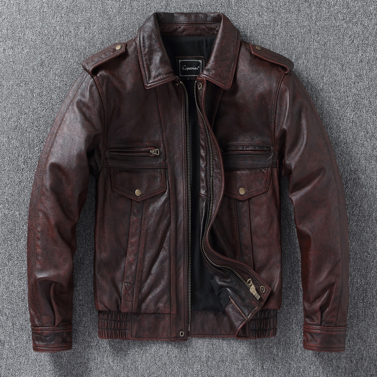 新款暴风铠甲港风复古皮衣