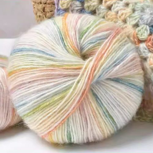 暖色段染喷毛棉线50g手编diy