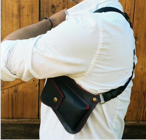 欧美新款背带腋下挎包男士户外手机包照相机小包underarm satchel