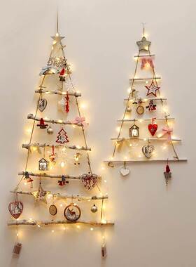 Christmas Creative Wall Tree DIY Natural Wooden Pendant Chri