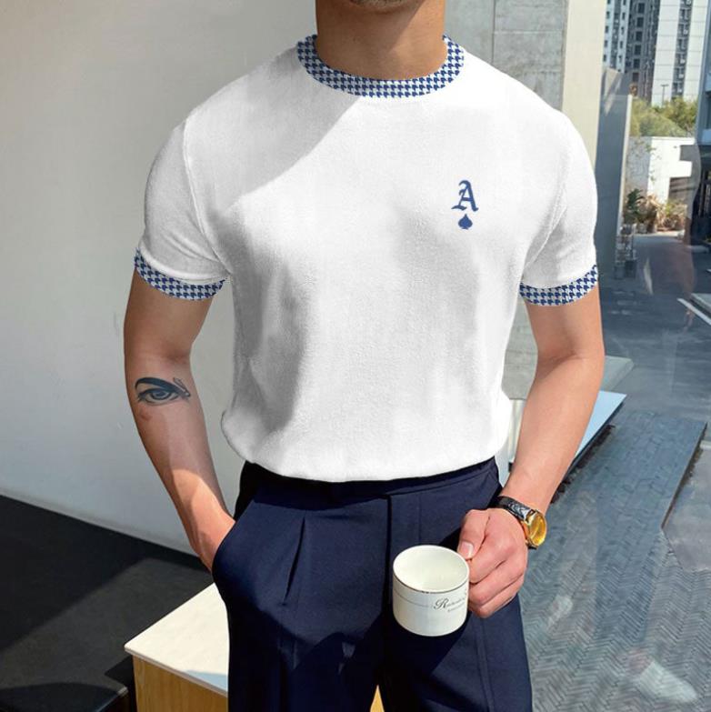 2022tshirts for men summer tops 圆领短袖针织衫 修身T恤上衣男图片