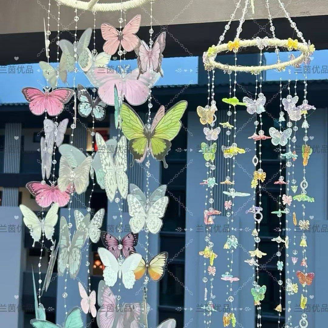春日蝶信蝴蝶风铃diy全套材料包室内挂墙送女朋友闺蜜礼物挂饰,家居饰品,风铃及配件,淘宝优惠券,粉丝福利购,淘宝优惠卷