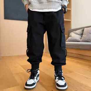 男童裤子工装裤春秋款潮酷帅气时髦早秋装2022新款儿童休闲裤炸街