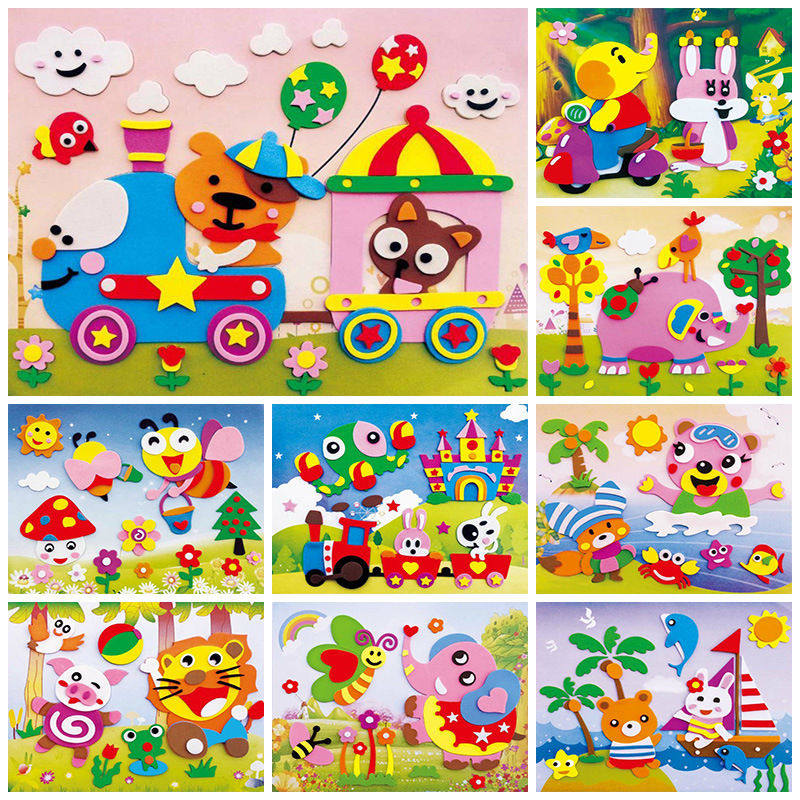 EVA贴画手工粘贴画X款20张DIY手工益智玩具幼儿园手工材料包,玩具/童车/益智/积木/模型,其它早教玩具类,淘宝优惠券,粉丝福利购,淘宝优惠卷