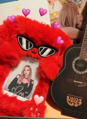 SINGBA小狐狸毛绒卡套可爱校园饭卡公交卡专辑小卡照片展示挂件