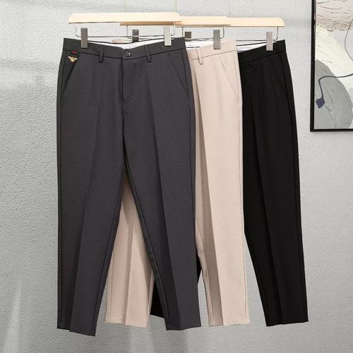 夏季潮流小蜜蜂刺绣修身百搭西裤