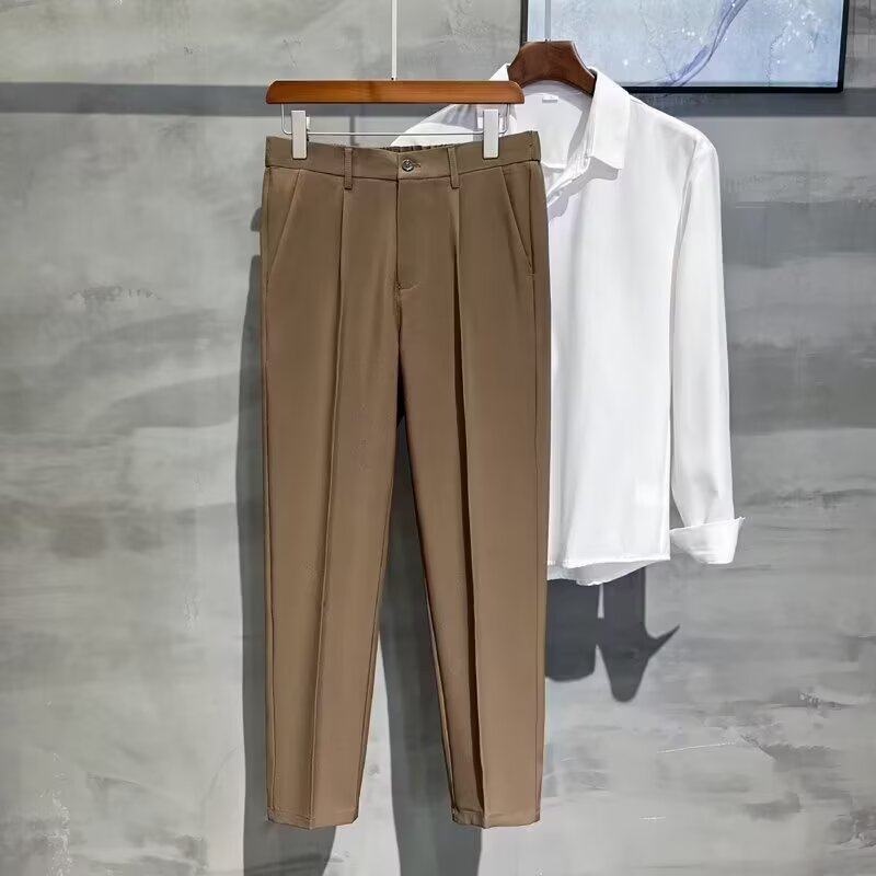 春秋季免烫修身小脚西裤