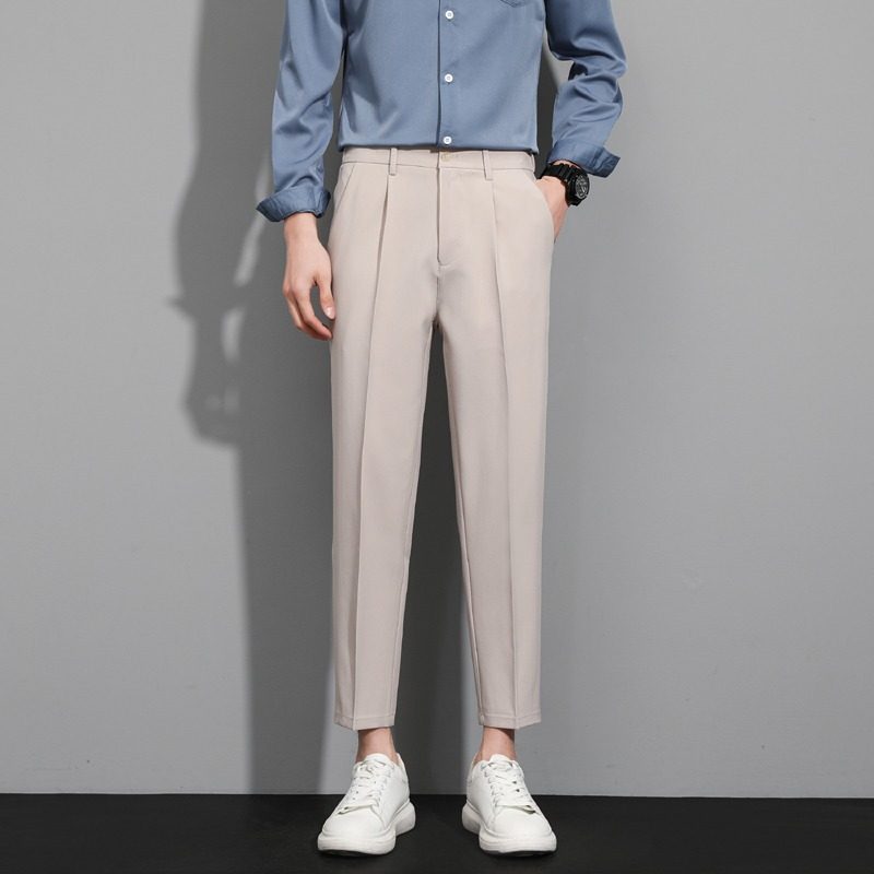 春夏季免烫修身小脚西裤