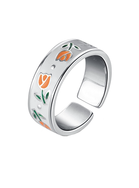 IRG闺蜜925银小清新郁金香花戒指