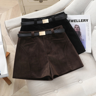 外穿a字阔腿靴裤 高级感毛呢短裤 高腰小个子时尚 爆款 潮 女秋冬新款
