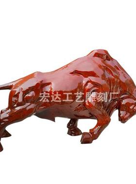 玻璃钢开荒牛雕塑铸铜华尔街牛仿铜牛拉犁树脂拓荒牛招财摆件风水