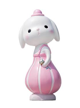 卡通玻璃钢兔子摆件小区公园庭院别墅美陈装饰草坪几何小兔子雕塑