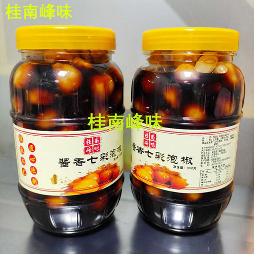 桂南峰味广西泡辣椒七彩泡椒蒜酱香五彩椒泡酱油腌制酸辣味大瓶