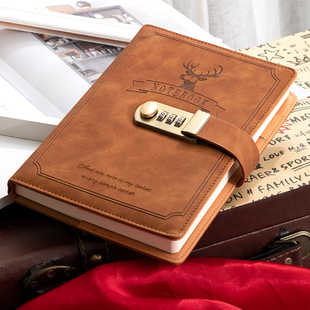 复古密码日记本笔记本带锁日记本简约文艺精致男女孩密码锁笔记本