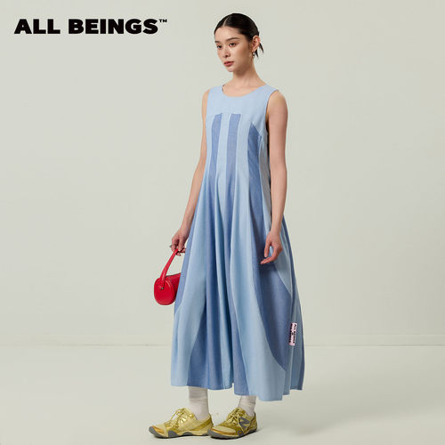 ALL BEINGS26SS夏季新款线条感结构A字阔摆花苞无袖背心连衣裙