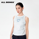 ALL 灰色爱心外穿内搭印花背心女 科学洗水 BEINGS25SS夏季 新款