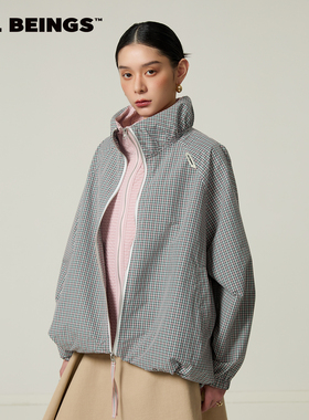 ALL BEINGS2026SS春季新品设计感休闲环型剪裁假两件花苞格纹外套