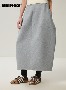 ALL BEINGS26SS新款建筑感显瘦穿搭灰色立体塑形面料花苞卫裙女