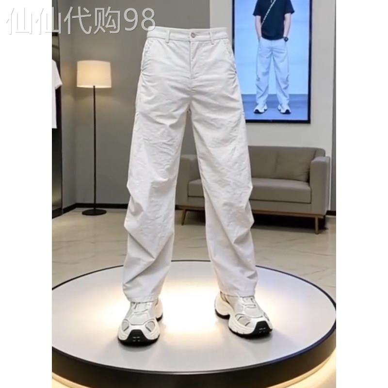 灰色冰丝速干裤子男士夏季薄款直筒裤潮流痞帅百搭休闲运动哈伦裤