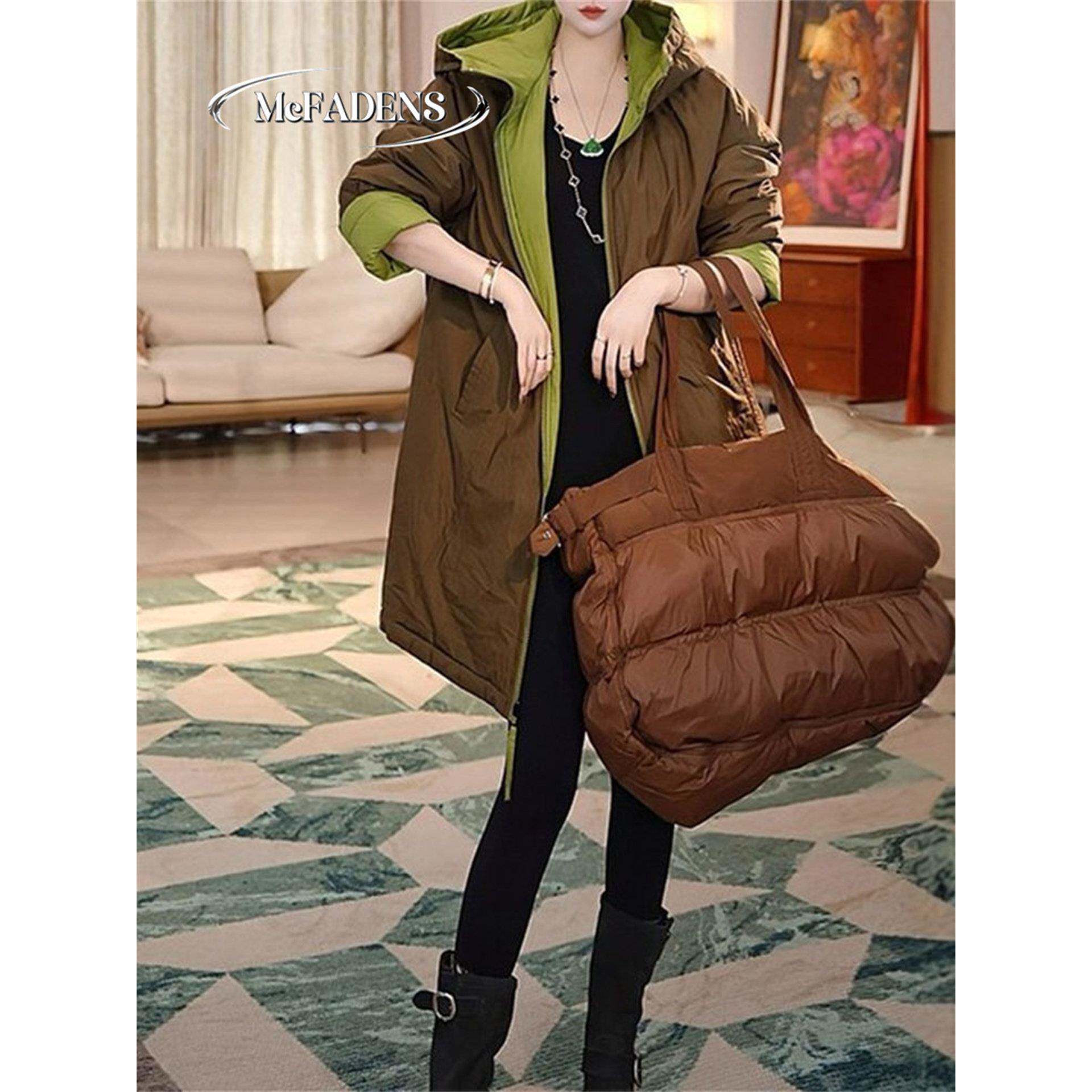 香港双面穿连帽棉服外套女冬季新款高级感加厚保暖中长款棉衣大衣