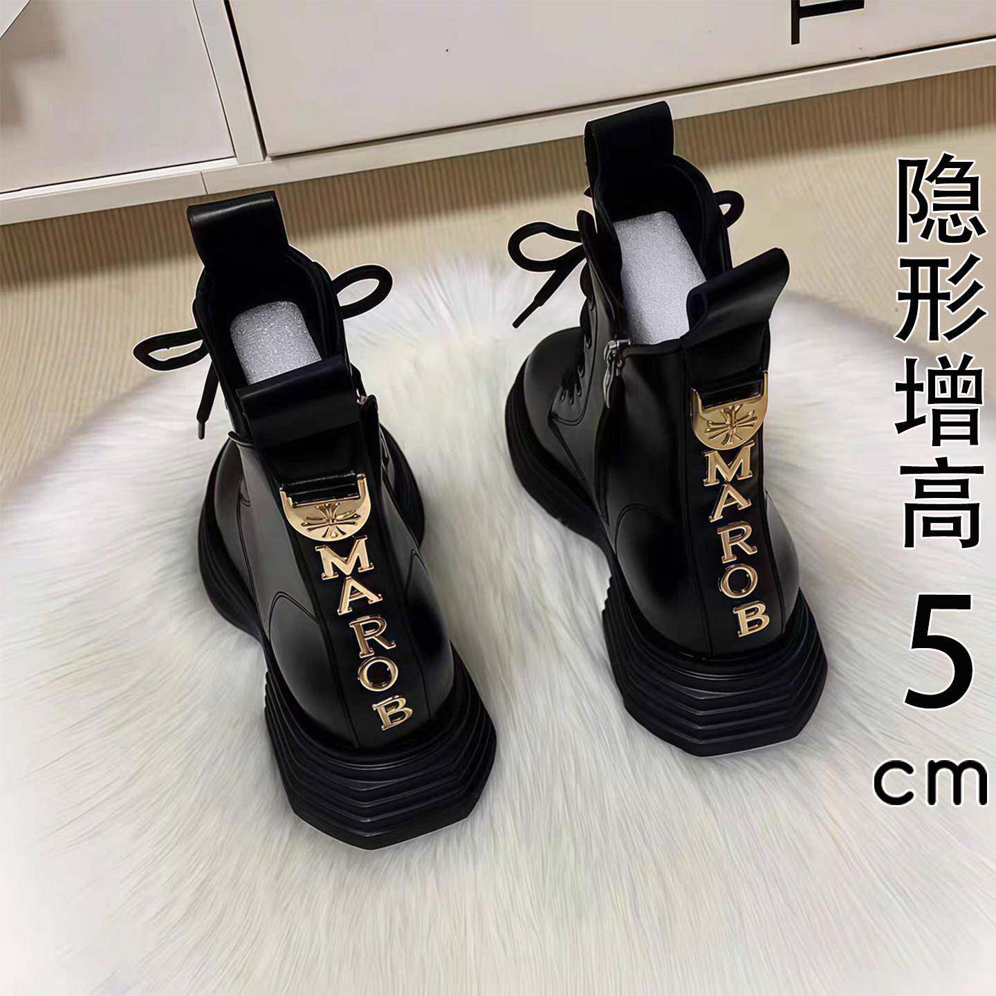 香港真皮爆款马丁靴女2025秋冬新款英伦风时尚厚底小短靴加绒单靴