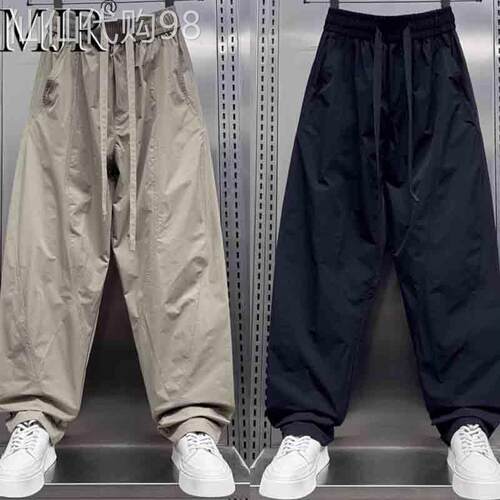 高端冰丝弯刀休闲裤男士2026年新款夏季薄款男裤子男款宽松阔腿裤