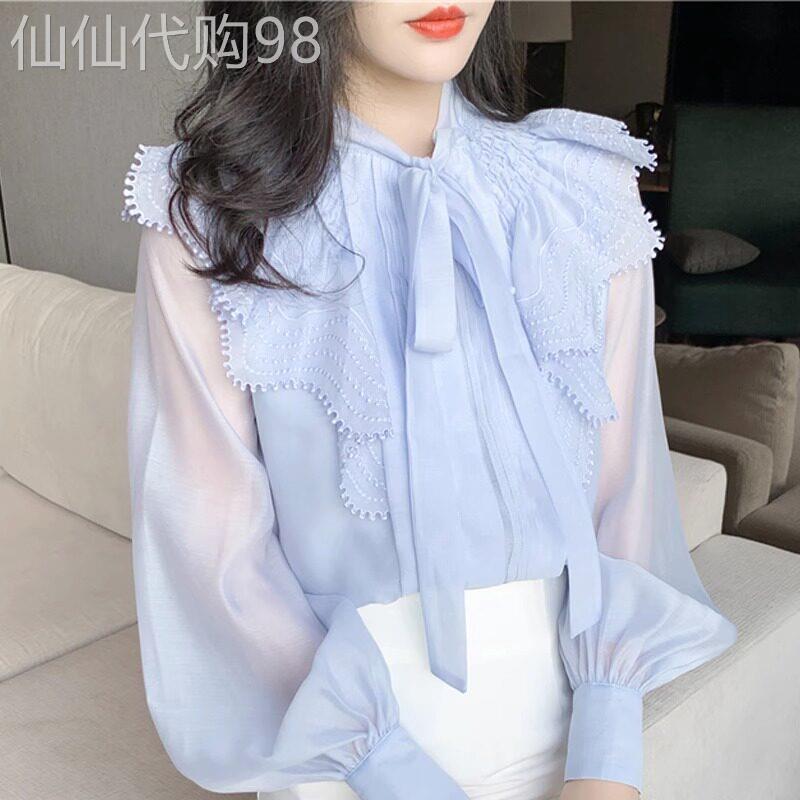 雪纺衬衫女春秋薄款2026新款设计感小众休闲长袖内搭打底衫上衣女
