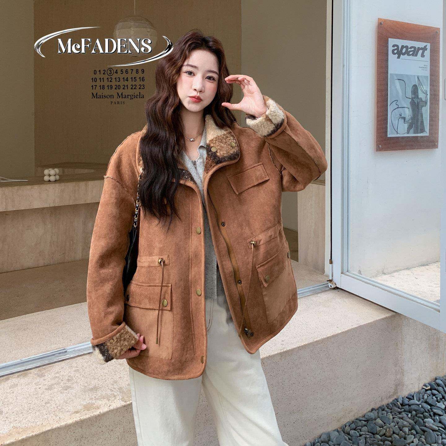 香港复古两面穿皮毛一体羊羔毛外套女中长款轻奢加厚保暖毛呢外套