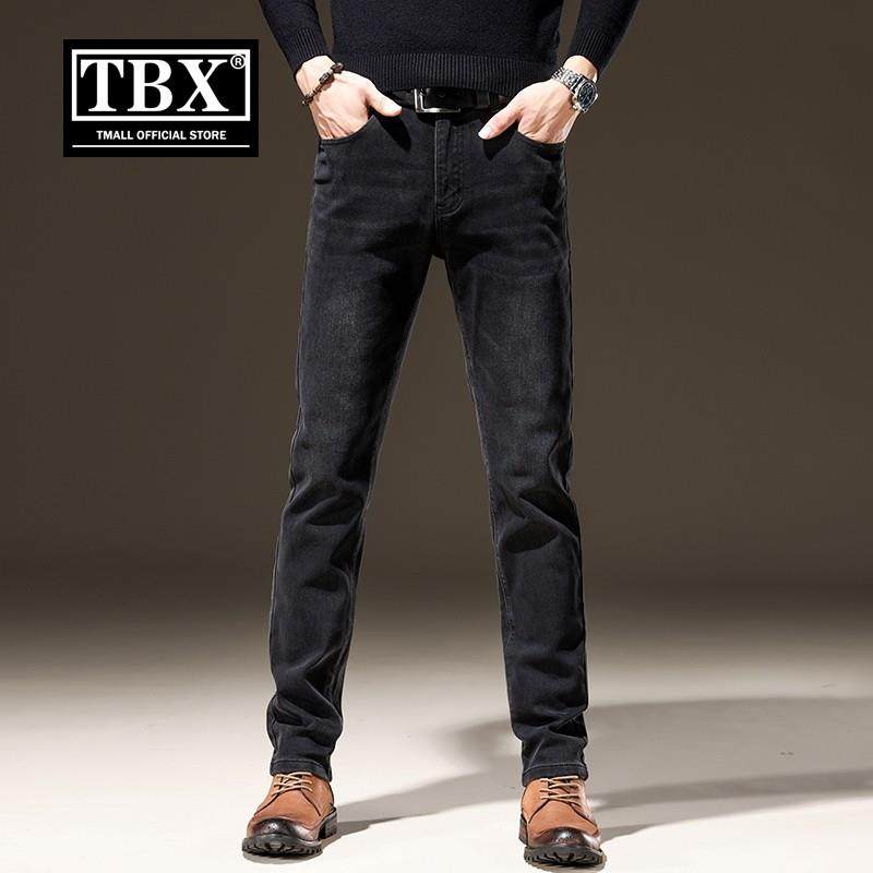 高端黑色牛仔裤男士2025新款春秋冬季加绒修身直筒休闲男裤子男款