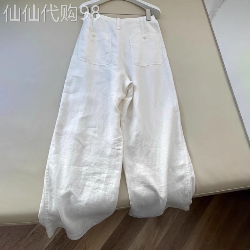 潮牌苧麻亚麻直筒宽裤女夏日系显瘦舒适松紧高腰棉麻休闲长裤子