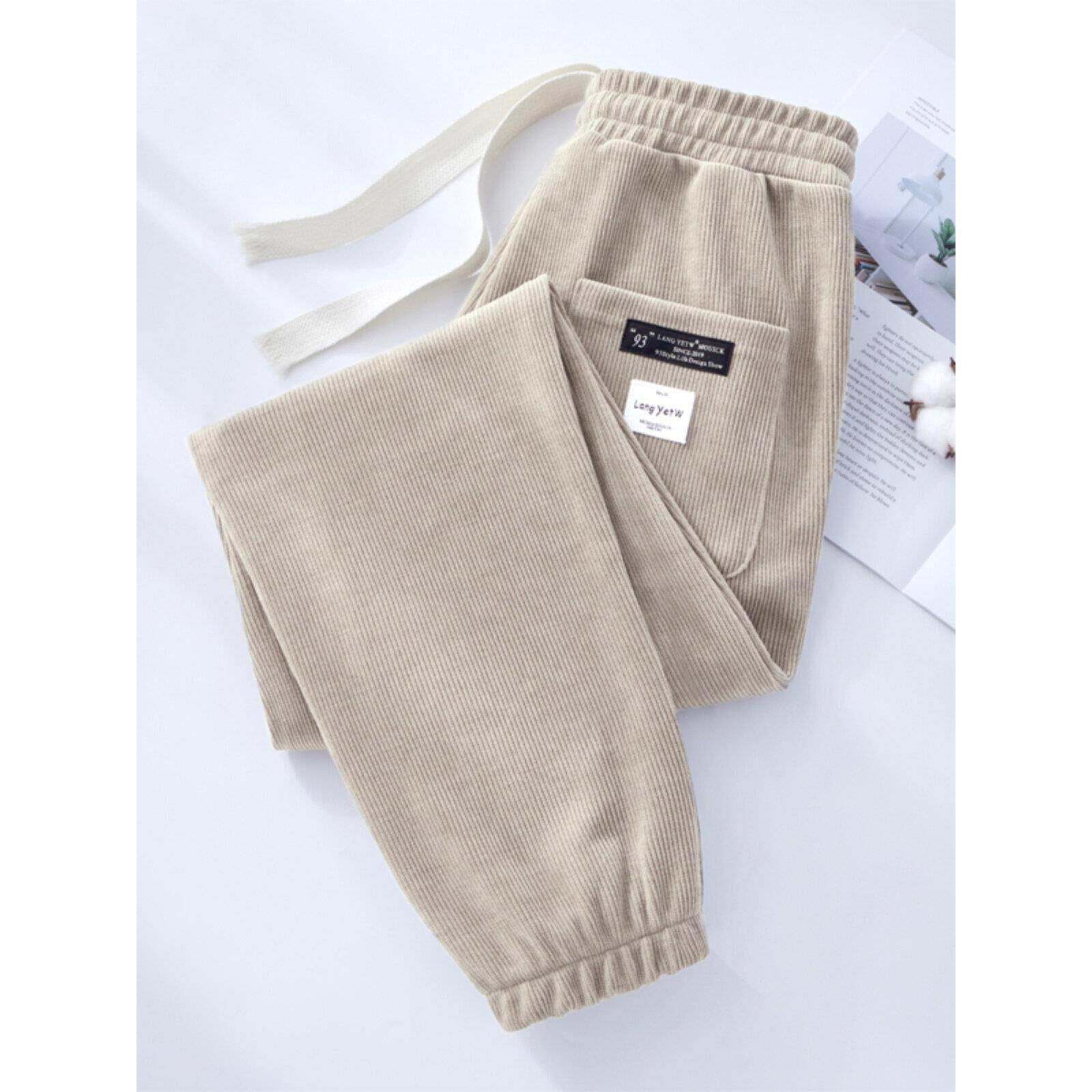 高克重雪尼尔绒卫裤男秋冬厚绒加长保暖运动裤垂感束脚裤休闲长裤