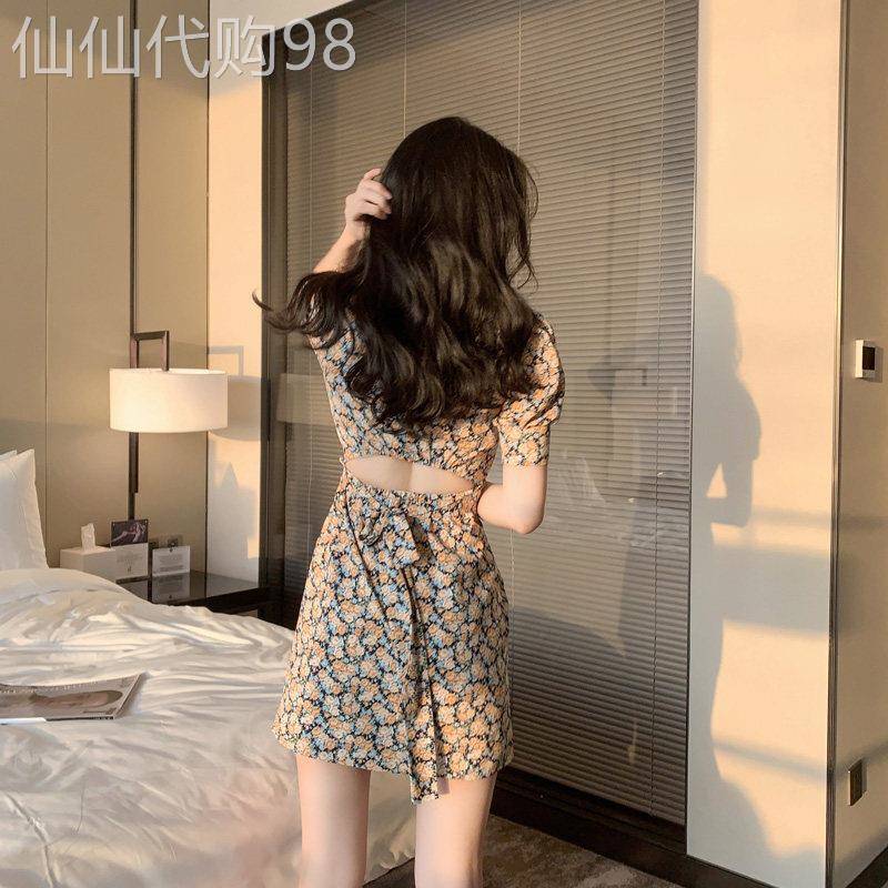 2025年新款女设计感小众覆古气质法式初恋甜美茶歇碎花连衣裙子夏