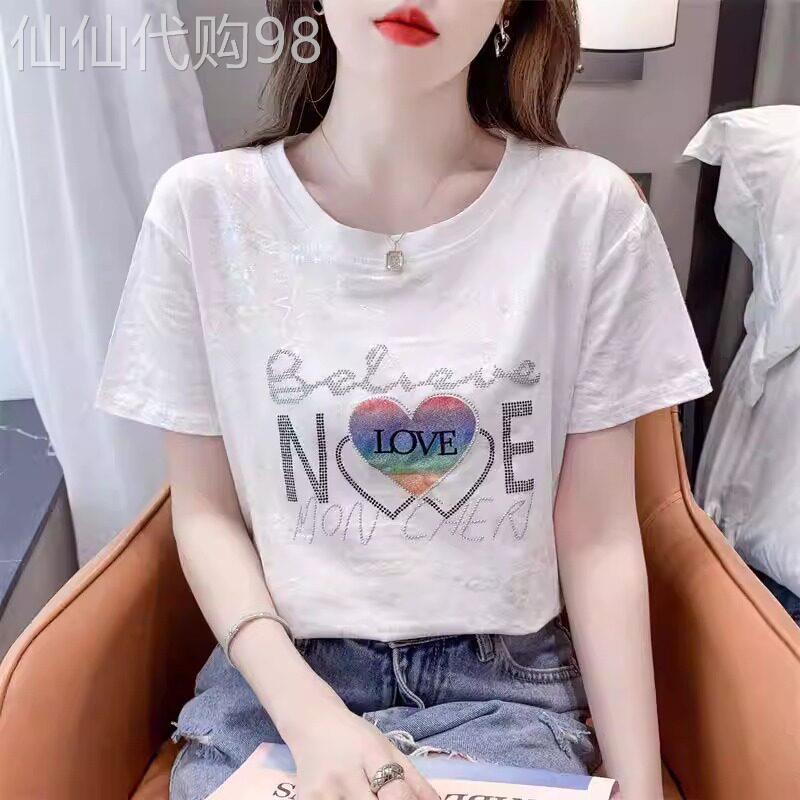 冰丝正肩短袖t恤女士夏季薄款2026新款宽松显瘦白色半袖体恤上衣