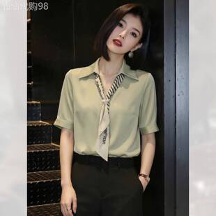 绝美通勤风宽松显瘦短袖衬衫女装夏季2026年新款简约精致上衣显瘦