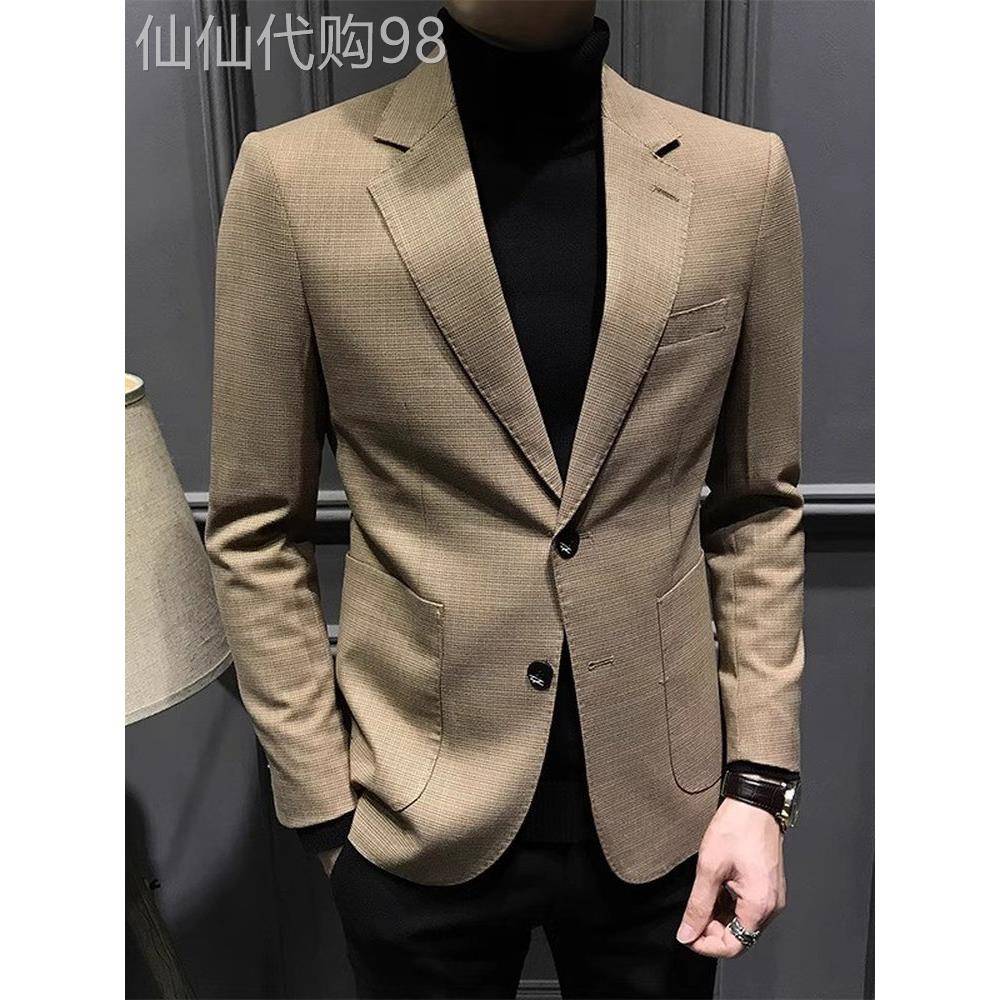 MK西装外套男高级感春秋季修身免烫单西商务休闲青年男士小西服潮
