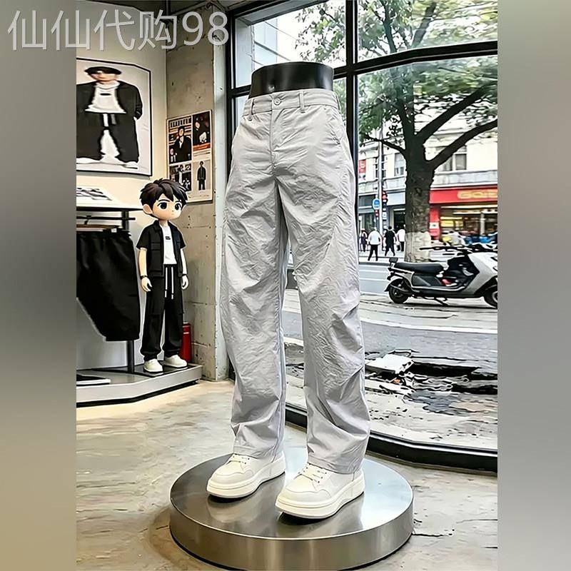 轻奢男士灰色速干裤子夏季薄款机能软壳冲锋裤潮流百搭运动哈伦裤