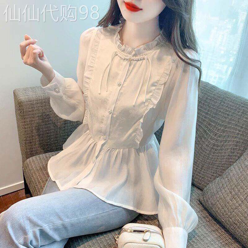 雪纺衬衫女2025春秋新款宽松设计感小众显瘦内搭打底小衫长袖上衣