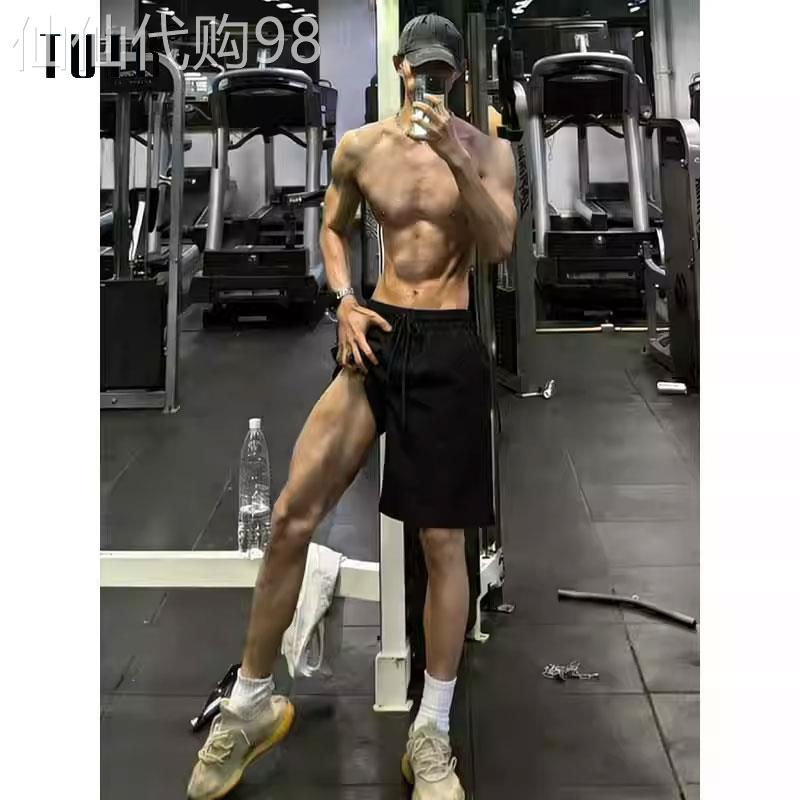 冰丝凉感健身短裤男士夏季薄款透气休闲中裤cleanfit直筒运动裤子