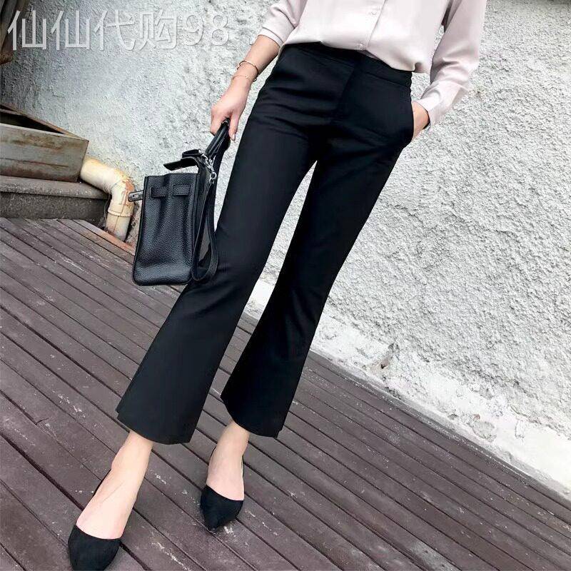 法式高腰显瘦黑色喇叭裤女2025夏季新款小个子直筒时尚九分微喇裤