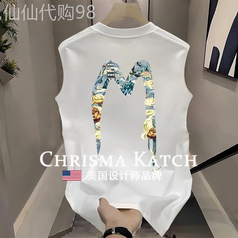 出口美国⭐Chrisma Katch~纯棉重磅运动坎肩潮牌印花美式宽松无袖