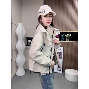 小个子短款冲锋衣外套女2025年新款春秋加厚女装夹克时尚百搭上衣