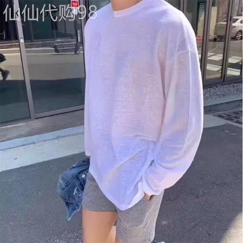 高端慵懒风天丝亚麻t恤上衣男2026夏季松弛感长袖防晒衣运动罩衫