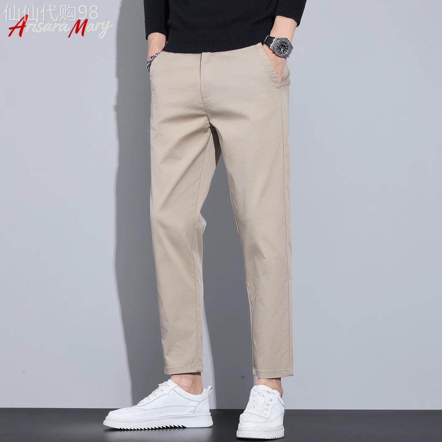 A&M九分休闲裤子男士2026新款男裤春秋季商务修身小脚直筒裤男款