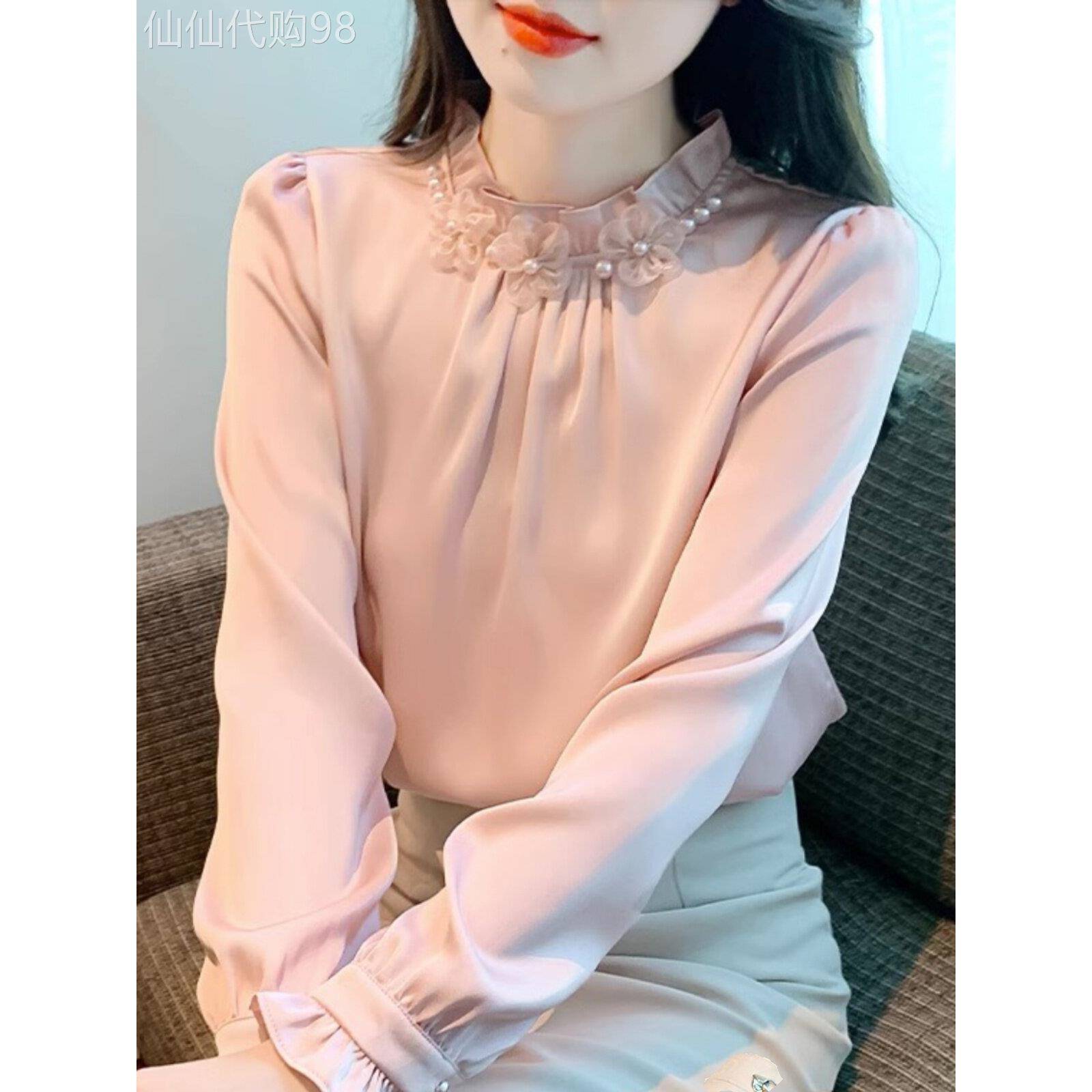 立领法式雪纺衬衫女秋季长袖2025年新款气质减龄优雅小衫女设计感
