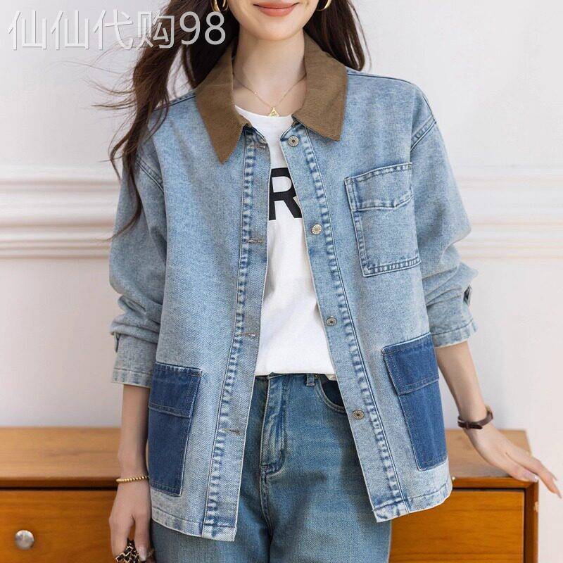 牛仔外套女春秋季翻领夹克2025新款爆款洋气欧货大码胖mm休闲上衣