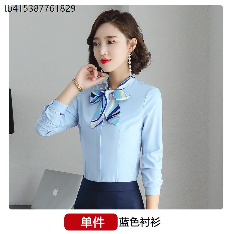 秋冬新款酒店服务员工作服女长袖衬衣珠宝店前台收银员职业装套装