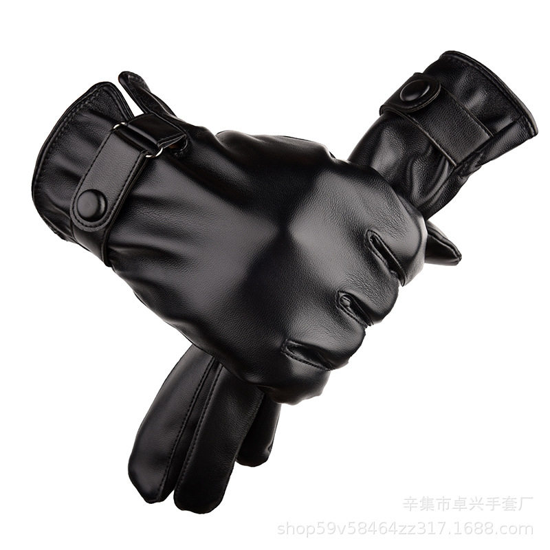 手套男士冬季保暖触摸屏手套加绒防水骑车开车电动车商务皮手套