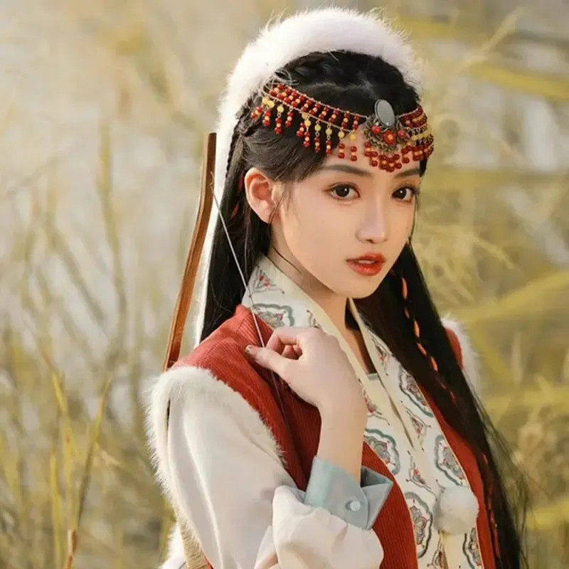 蒙古额饰复头链沙漠拍照