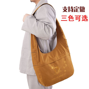 佛系帆布月牙居士包加厚背包普陀山佛袋旅游进香包烧香包拜佛僧包